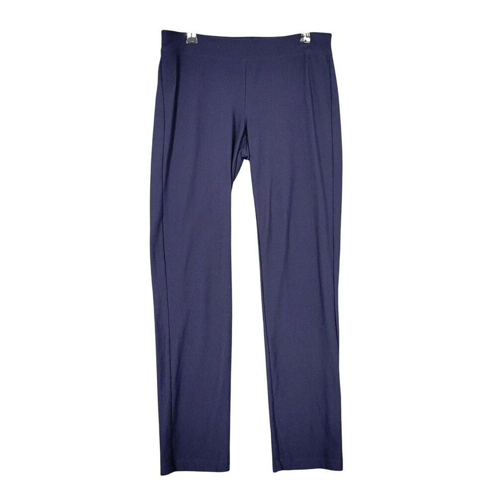 EILEEN FISHER Blue Straight Leg Elastic Waist Minimalist Pull On Pants SIZE XXS